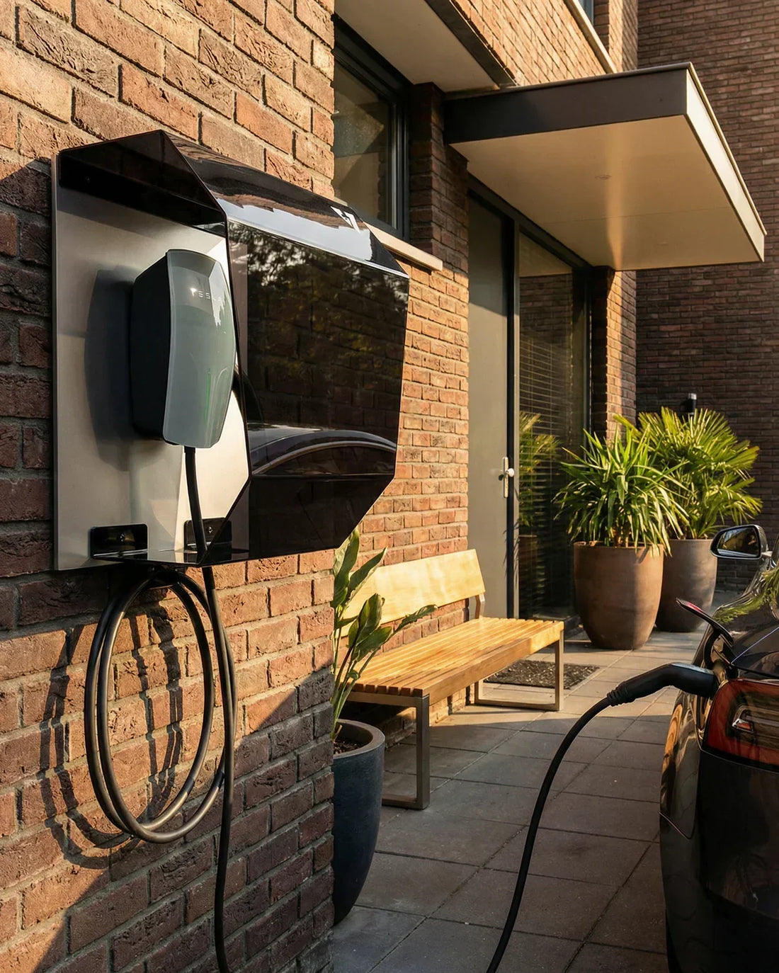 Wallbox esterna protetta da Crystal Shell contro sole, raggi UV, pioggia e grandine