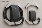 Crystal Shell in acciaio con supporto centrale ampliato, wallbox e avvolgicavo integrato