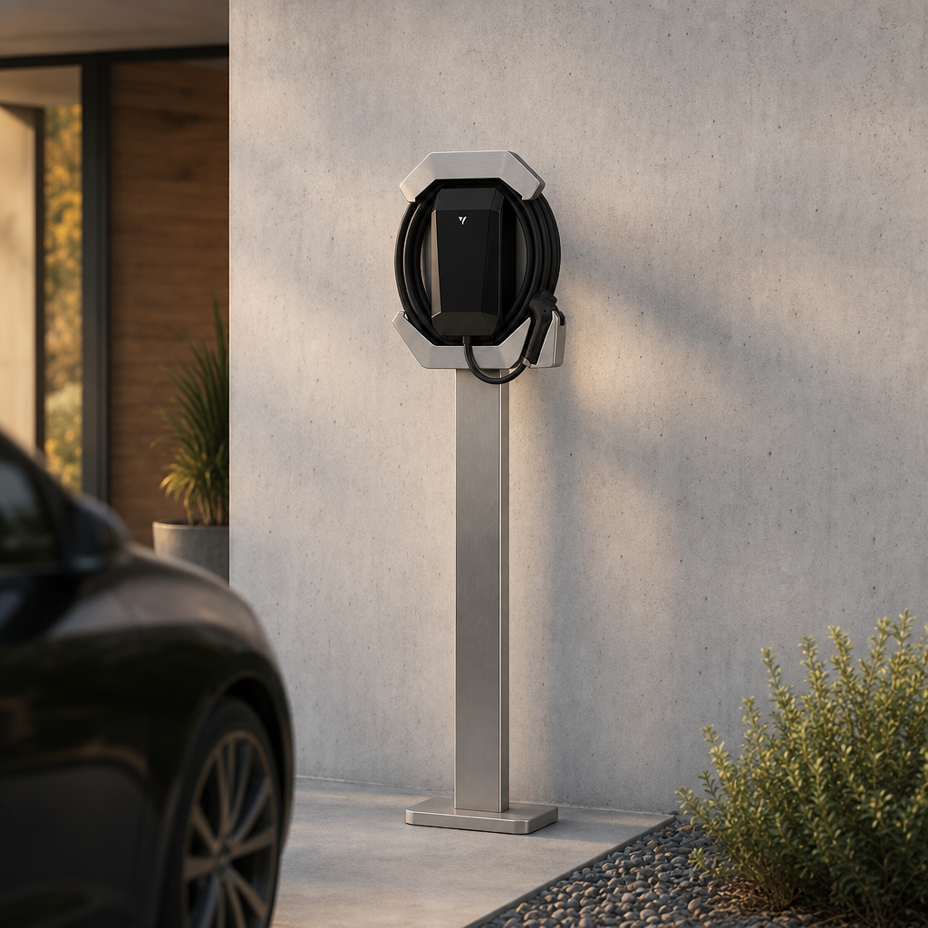 Crystal Shell Station 360 – Piantana wallbox con protezione e avvolgicavo