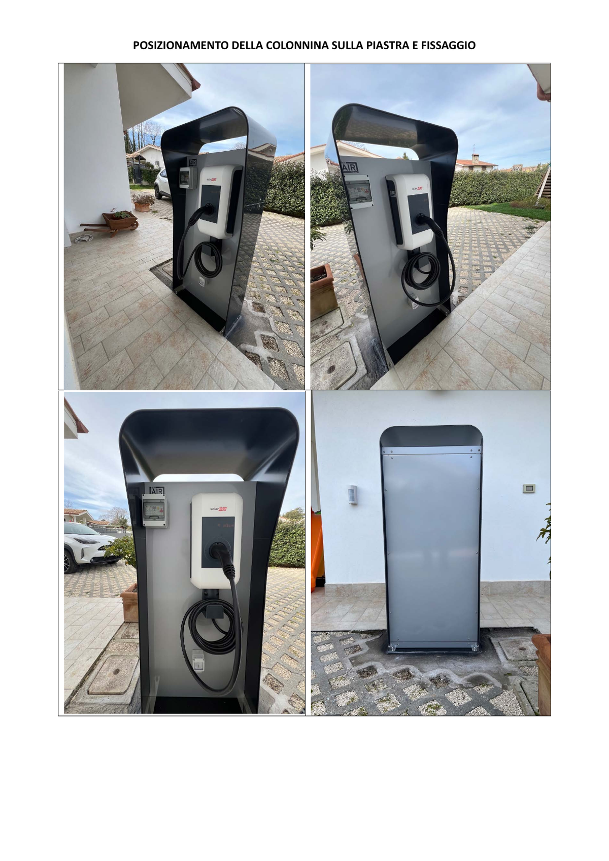 Installazione reale Stand VoltaCover con wallbox su base fissata a terra