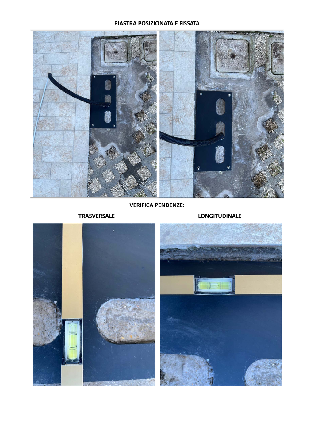 Piastra di fissaggio Stand VoltaCover con verifica delle pendenze durante l'installazione